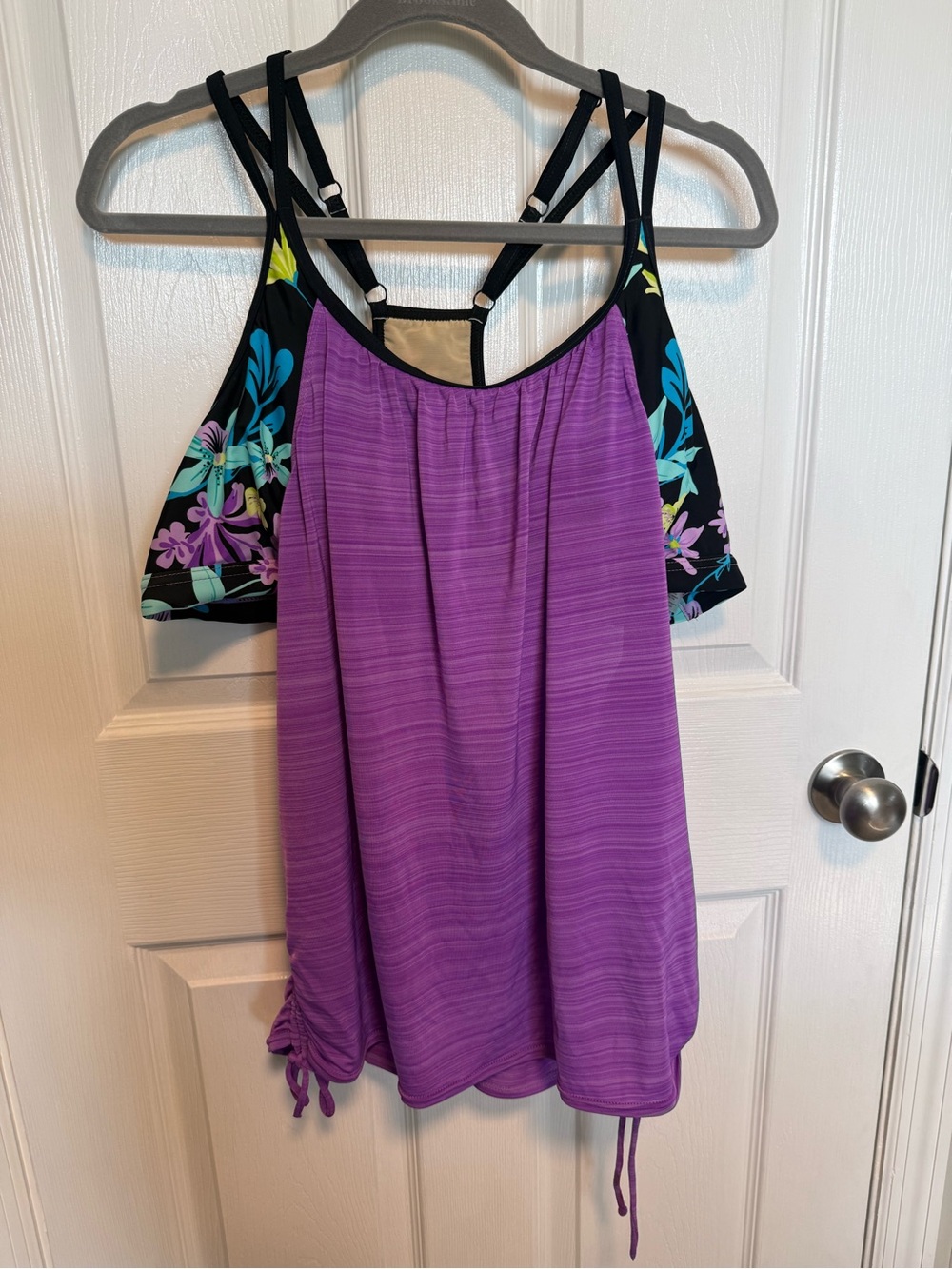 Purple Floral-Back Women’s Tankini Swim Top